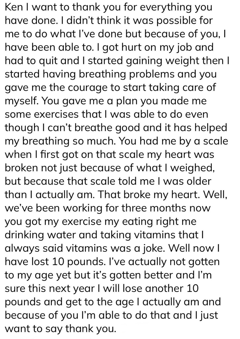 Client transformation result photo